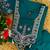 Teal Color multi-thread & sequence embroidery Hand Work Roman Silk Kurta pant Set