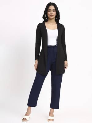 navy blue mid-rise ankle-length regular fit poplin pants 1