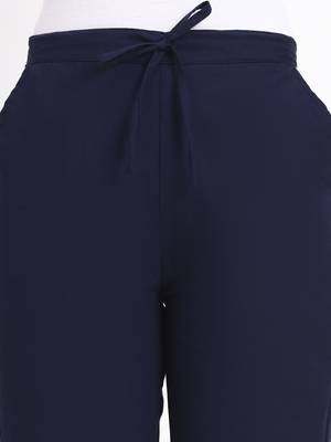 navy blue mid-rise ankle-length regular fit poplin pants 4