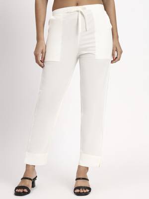 off white mid-rise ankle-length regular fit poplin pants 1