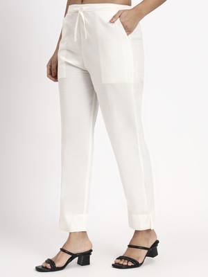 off white mid-rise ankle-length regular fit poplin pants 2