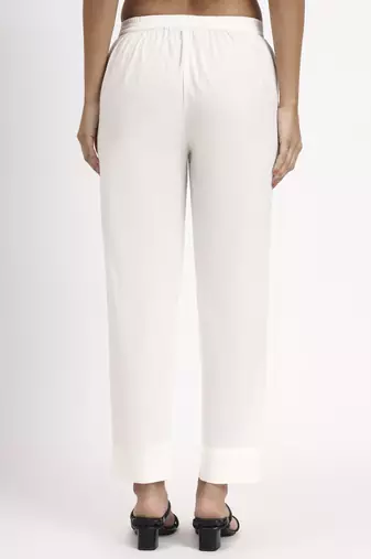 off white mid-rise ankle-length regular fit poplin pants