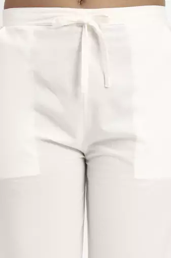 off white mid-rise ankle-length regular fit poplin pants