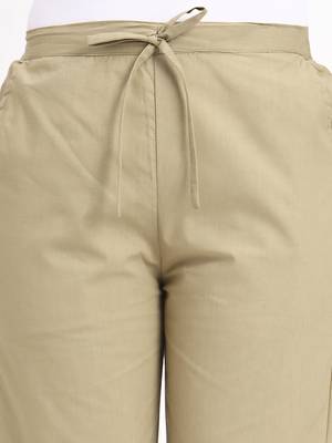 beige mid-rise ankle-length regular fit poplin pants 4