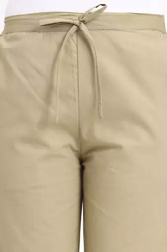 beige mid-rise ankle-length regular fit poplin pants