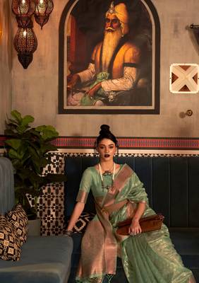 Tissue Woven Design Designer Saree With Blouse For Women 3