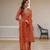 Orange Color Embroidery Sequins with Hand Work Viscose Silk Kurta pant Set