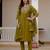 Olive Color Embroidery Sequins with Hand Work Viscose Silk Kurta pant Set