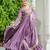 Stunning Lavender Embroidered Silk Flared Gown With Dupatta