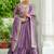 Stunning Lavender Embroidered Silk Flared Gown With Dupatta