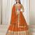 Orange Art Silk Heavy Thread Embroidery With Sequins Work Lehenga Choli