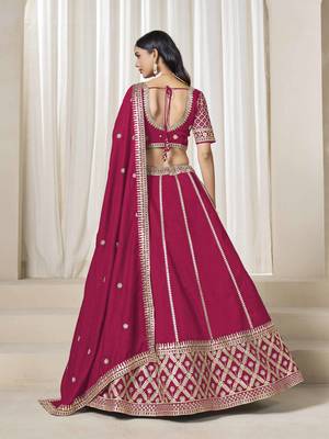 Rani Pink Art Silk Heavy Thread Embroidery With Sequins Work Lehenga Choli 3