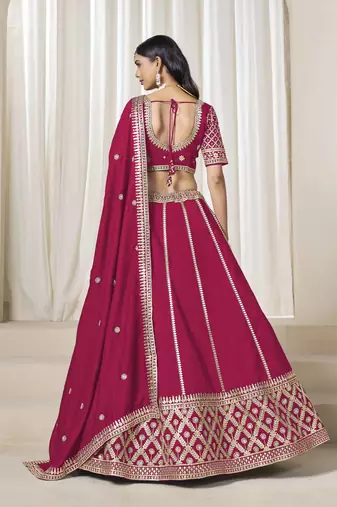 Rani Pink Art Silk Heavy Thread Embroidery With Sequins Work Lehenga Choli