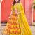 Mustard Taby Silk Print With Heavy Thread Embroidery Sequins Work Lehenga Choli