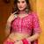 Rani Pink Taby Silk Print With Heavy Thread Embroidery Sequins Work Lehenga Choli