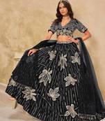 Black Art Silk Heavy Thread Embroidery with Sequins Work Lehenga Choli
