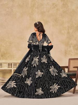 Black Art Silk Heavy Thread Embroidery with Sequins Work Lehenga Choli 4