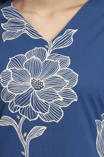 blue cotton straight kurta pant dupatta set