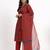 maroon cotton ethnic motifs straight kurta pant dupatta set