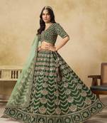 Green Art Silk Heavy Thread Embroidery with Sequins Work Lehenga Choli