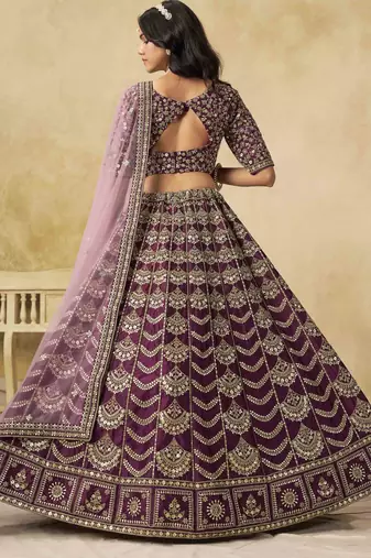 Wine Art Silk Heavy Thread Embroidery with Sequins Work Lehenga Choli