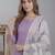 lavender silk blend straight kurta pant with handblock print kota doriya dupatta set