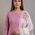mauve silk blend straight kurta pant with handblock print kota doriya dupatta set