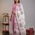 mauve silk blend straight kurta pant with handblock print kota doriya dupatta set