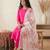 pink silk blend straight kurta pant with handblock print kota doriya dupatta set