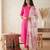pink silk blend straight kurta pant with handblock print kota doriya dupatta set