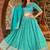 Turquoise Tabby Silk Print With Heavy Thread Embroidery Sequins Work Lehenga Choli