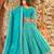 Turquoise Tabby Silk Print With Heavy Thread Embroidery Sequins Work Lehenga Choli