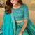 Turquoise Tabby Silk Print With Heavy Thread Embroidery Sequins Work Lehenga Choli