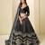 Black Ice Velvet Heavy Thread Embroidery Sequins Work Lehenga Choli