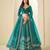 Teal Ice Velvet Heavy Thread Embroidery Sequins Work Lehenga Choli