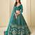 Teal Ice Velvet Heavy Thread Embroidery Sequins Work Lehenga Choli