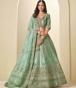 Light Green Art Silk Heavy Thread Embroidery Sequins Work Lehenga Choli