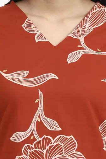 rust cotton straight kurta pant dupatta set