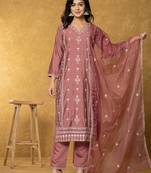 rust silk kurta dupatta pant set