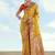 Mustard yellow color faux banarasi tissue silk paithani woven saree