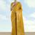 Mustard color paisley zari woven faux banarasi tissue silk saree