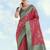 Rani pink faux banarasi silk saree with traditional paisley weaves