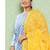 women blue yellow ethnic motifs pure cotton kurta with palazzo dupatta