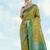 Lemon green faux banarasi silk saree with traditional paisley weaves
