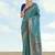 Turquoise faux banarasi silk saree with traditional paisley weaves