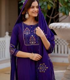 Blue Color Embroidery Sequins with Hand Work Viscose Silk Kurta pant Set