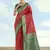 Red faux banarasi silk saree with traditional paisley weaves
