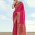Rani pink faux banarasi satin silk saree with zari border and butti work