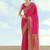 Rani pink faux banarasi satin silk saree with zari border and butti work