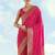 Rani pink faux banarasi satin silk saree with zari border and butti work